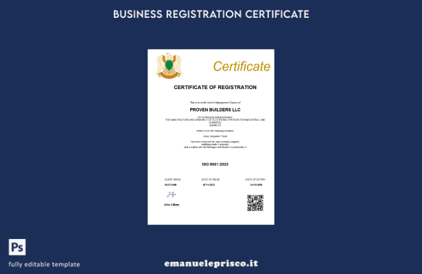 certificato di registrazione della società libica in stile verificato modello Wo
